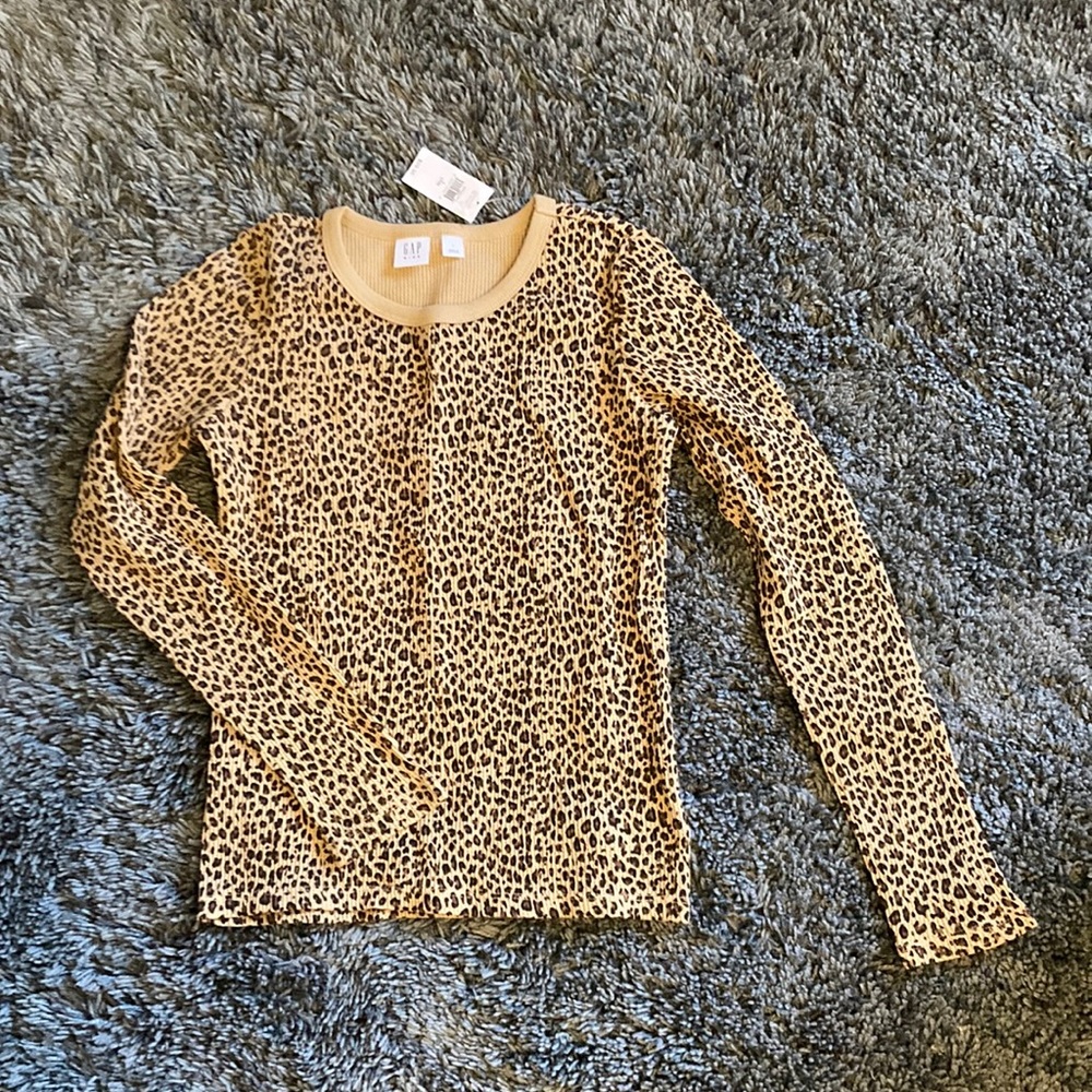 GAP Kids thermal leopard print top, large NWT